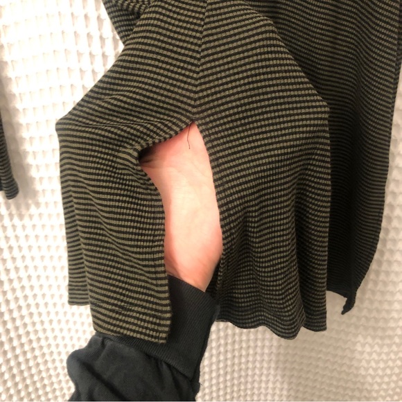 Comfy USA Striped Long Sleeve Turtleneck Tunic Top Green Black Stretch Stripes - Picture 4 of 6